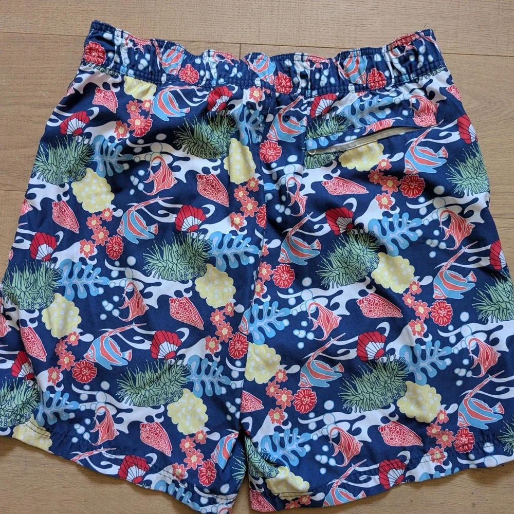 Nautica‎ Swim Trunks Floral Print Drawstring Elastic Waist Casual Mens Size L